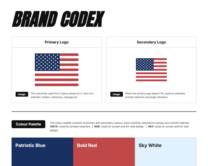 Brand Codex sheet for Borinquen Health: logos, color palette, and fonts on one page